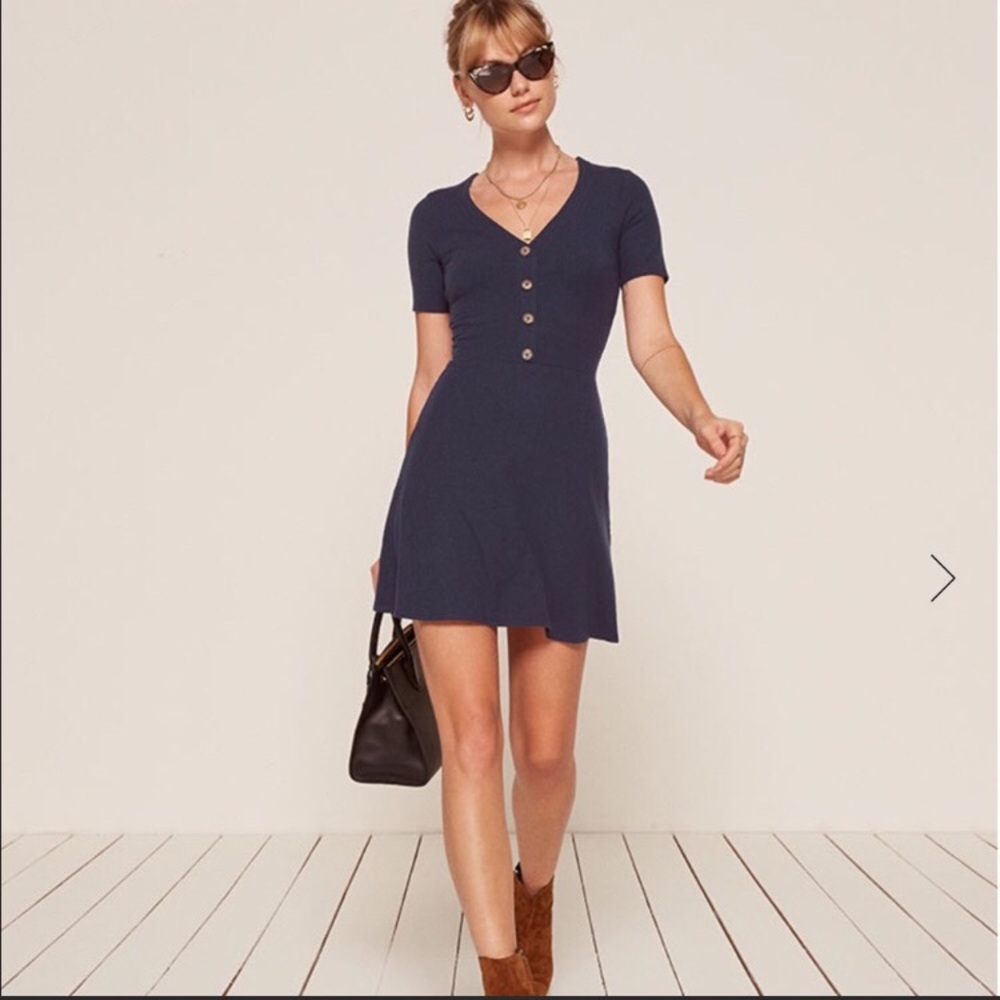 Reformation Cardinal Dress Navy Blue